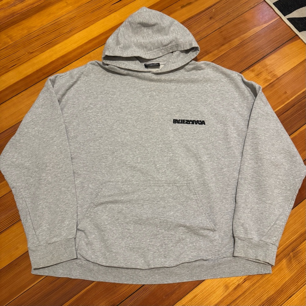 Balenciaga Unisex Wide Turn Logo Heather Grey Hoodie